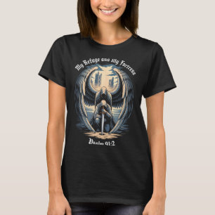 Christelijke gotische beschermengel Bijbel citaat T-shirt