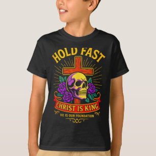 Christelijke gotische schedel kruis houd vast Jezu T-shirt