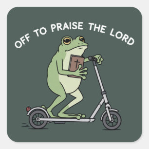 Christelijke Grappige Kikker Gaat Naar De Heer Bij Vierkante Sticker