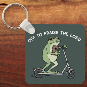 Christelijke Grappige Kikker Op Weg Om De Heer Te Sleutelhanger