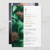 Christelijke groene bloemenviering van het leven F Kaart (Voorkant / Achterkant)