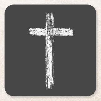Christelijke Grunge Kruis Vierkante Kartonnen Onderzetter