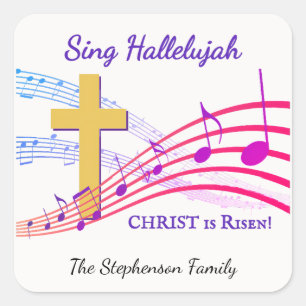 Christelijke HALLELUJA CHRISTUS IS OPGESTAAN Pasen Vierkante Sticker