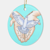Christelijke Hands Dove Keramisch Ornament (Links)