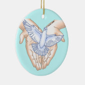 Christelijke Hands Dove Keramisch Ornament (Rechts)