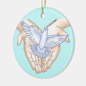 Christelijke Hands Dove Keramisch Ornament (Links)