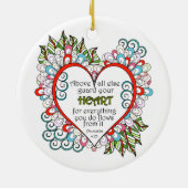 Christelijke hartenproverblade keramisch ornament (Achterkant)