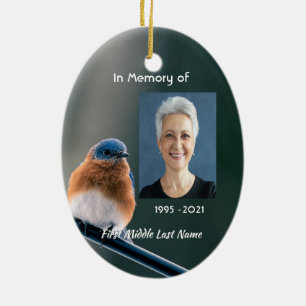 Christelijke herdenkingsfoto  Blauwvogeltuin vogel Keramisch Ornament