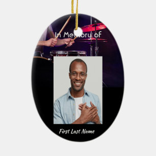 Christelijke herdenkingsfoto drummer drums band keramisch ornament
