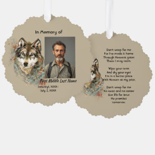 Christelijke Herdenkingskaart Aquarel Wolf Ornament Kaart