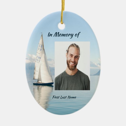 Christelijke herinnering Keepsake zeilboot zeilboo Keramisch Ornament (Voorkant)