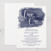 Christelijke huwelijksuitnodiging - Waterverf Navy Kaart (Voorkant / Achterkant)