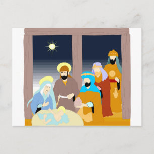 Christelijke illustraties van de nativiteitsscène briefkaart