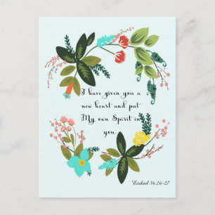 Christelijke inspirerend kunst - Ezechiël 36:26-27 Briefkaart