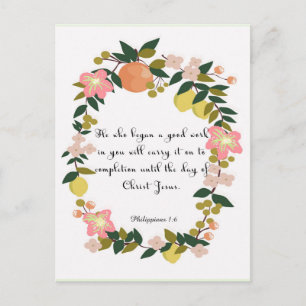 Christelijke inspirerend kunst - Filippijnen 1:6 Briefkaart