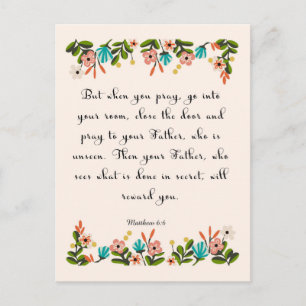 Christelijke inspirerend kunst - Mattheüs 6:6 Briefkaart