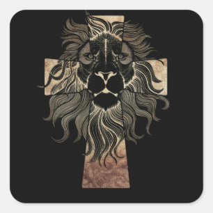 Christelijke Jesus Lion Tribe Judah Cross Vierkante Sticker