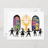 Christelijke jeugdscène briefkaart (Voorkant / Achterkant)