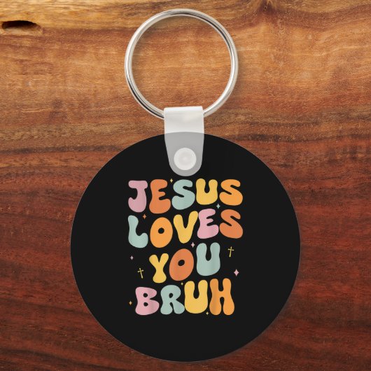 Christelijke Jezus Houdt Van Jou Bruh Groovy Oomze Sleutelhanger (Voorkant)