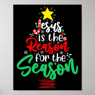 Christelijke Jezus Is De Reden Kerstmis Kerstboom  Poster