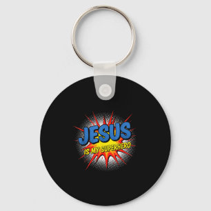 Christelijke Jezus Is Mijn Superheld Strips P Kuns Sleutelhanger