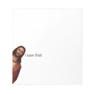 Christelijke Jezus kijkt naar je, Jezus, dat heb i Notitieblok