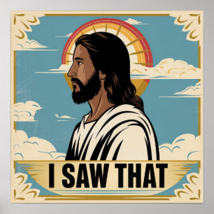 Christelijke Jezus kijkt naar je, Jezus, dat heb i Poster