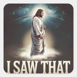 Christelijke Jezus kijkt naar je, Jezus, dat heb i Vierkante Sticker