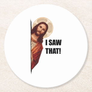 Christelijke Jezus kijkt naar je, Jezus heb ik gez Ronde Kartonnen Onderzetter