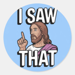 Christelijke Jezus kijkt naar je, Jezus heb ik gez Ronde Sticker