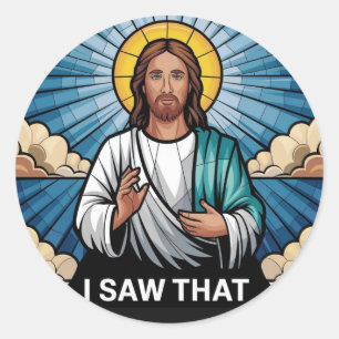 Christelijke Jezus kijkt naar je, Jezus heb ik gez Ronde Sticker