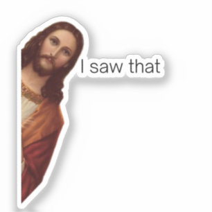 Christelijke Jezus kijkt naar je, Jezus zag dat Sticker