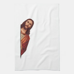 Christelijke Jezus kijkt naar je, Jezus zag dat Theedoek