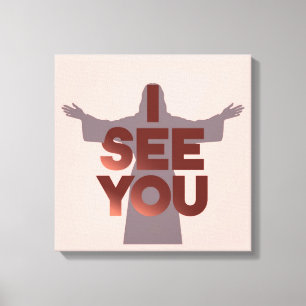 Christelijke Jezus kijkt naar je, Jezus zie je Canvas Afdruk