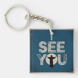 Christelijke Jezus kijkt naar je, Jezus zie je Sleutelhanger