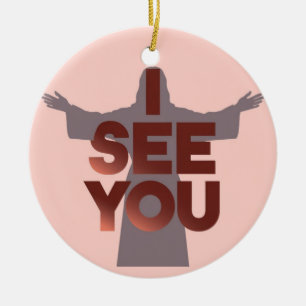 Christelijke Jezus Kijkt naar je, Jezus Zie Jou Keramisch Ornament