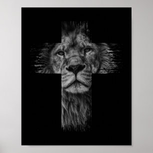 Christelijke Jezus Lion Tribe Judah Cross Gift voo Poster