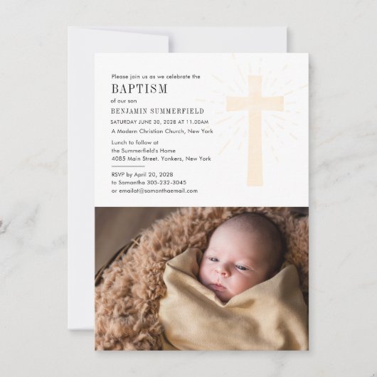 Christelijke Kerk Baptism Baby Foto Religieuze Inv Kaart (Voorkant)