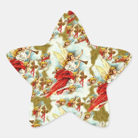  Christelijke Kerst Angels & cherubs Ster Sticker (Voorkant)