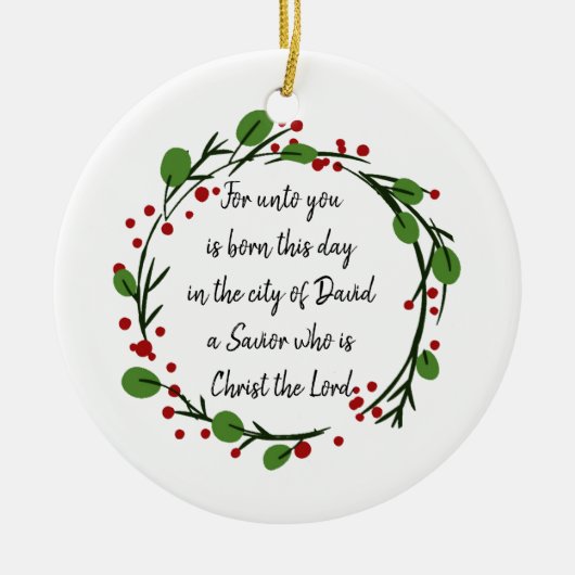 Christelijke kerst Bijbeltekst sticker Bijbeltekst Keramisch Ornament (Voorkant)