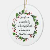 Christelijke kerst Bijbeltekst sticker Bijbeltekst Keramisch Ornament (Links)