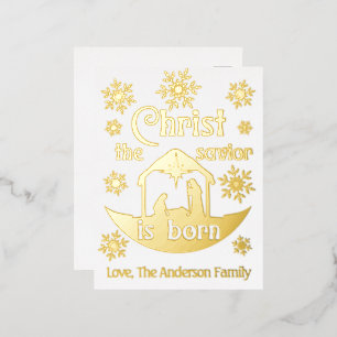 Christelijke kerstbevruchting Christelijke redder Folie Feestdagen Briefkaart