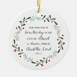 Christelijke kerstbijbel Verse Jesus Savior Luke Keramisch Ornament
