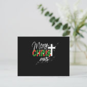 Christelijke kerstcadeautjes met vrolijk kerstfees briefkaart (Staand voorkant)