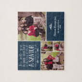 Christelijke kerstcollage Luke 2-foto Legpuzzel (Verticaal)