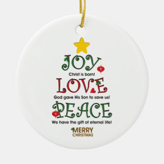 Christelijke kerstfeestelijke liefde en vredesvers keramisch ornament