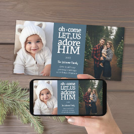 Christelijke kerstfoto's - pastelblauwe stippen feestdagenkaart
