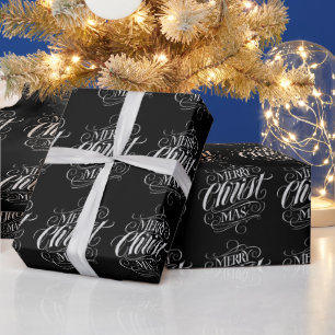 Christelijke kerstkalligrafie van Christus Merry Cadeaupapier
