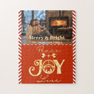 Christelijke Kerstmis Geboorte Goud R Vrede Vreugd Legpuzzel