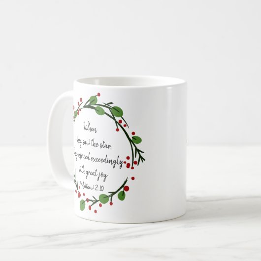Christelijke kerstscripts koffiemok (Voorkant links)